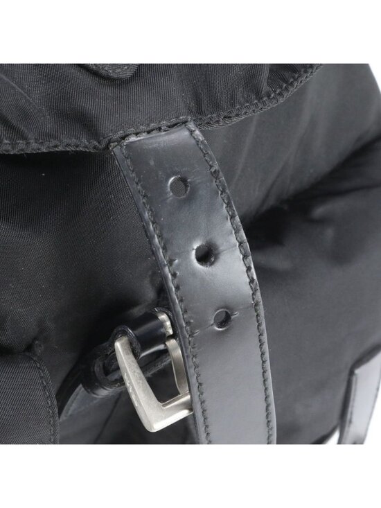 Prada Tessuto Nylon Triangle Logo Leather Backpack Black main image 11